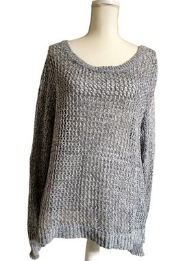 Old Navy White & Navy Open-Knit Sweater